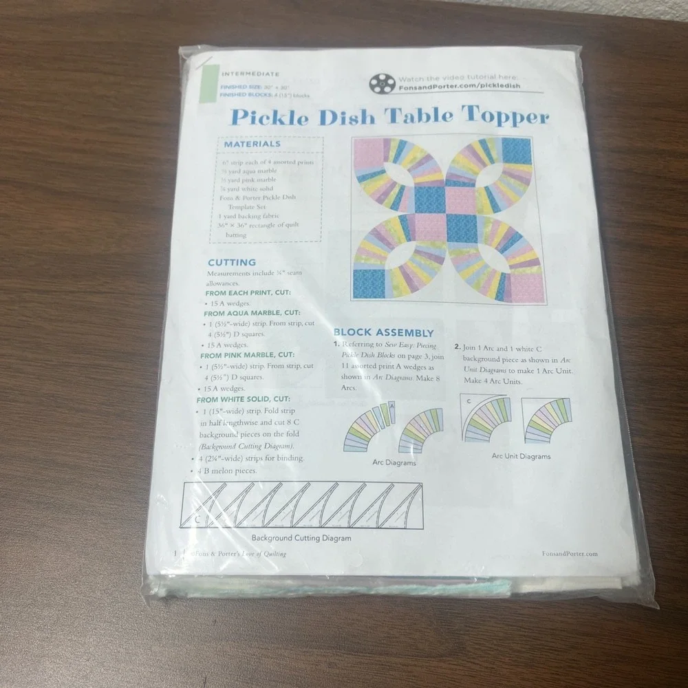 Template Of The Month by Keepsake Quilting Month 10 Pickle Dish Table Topper New